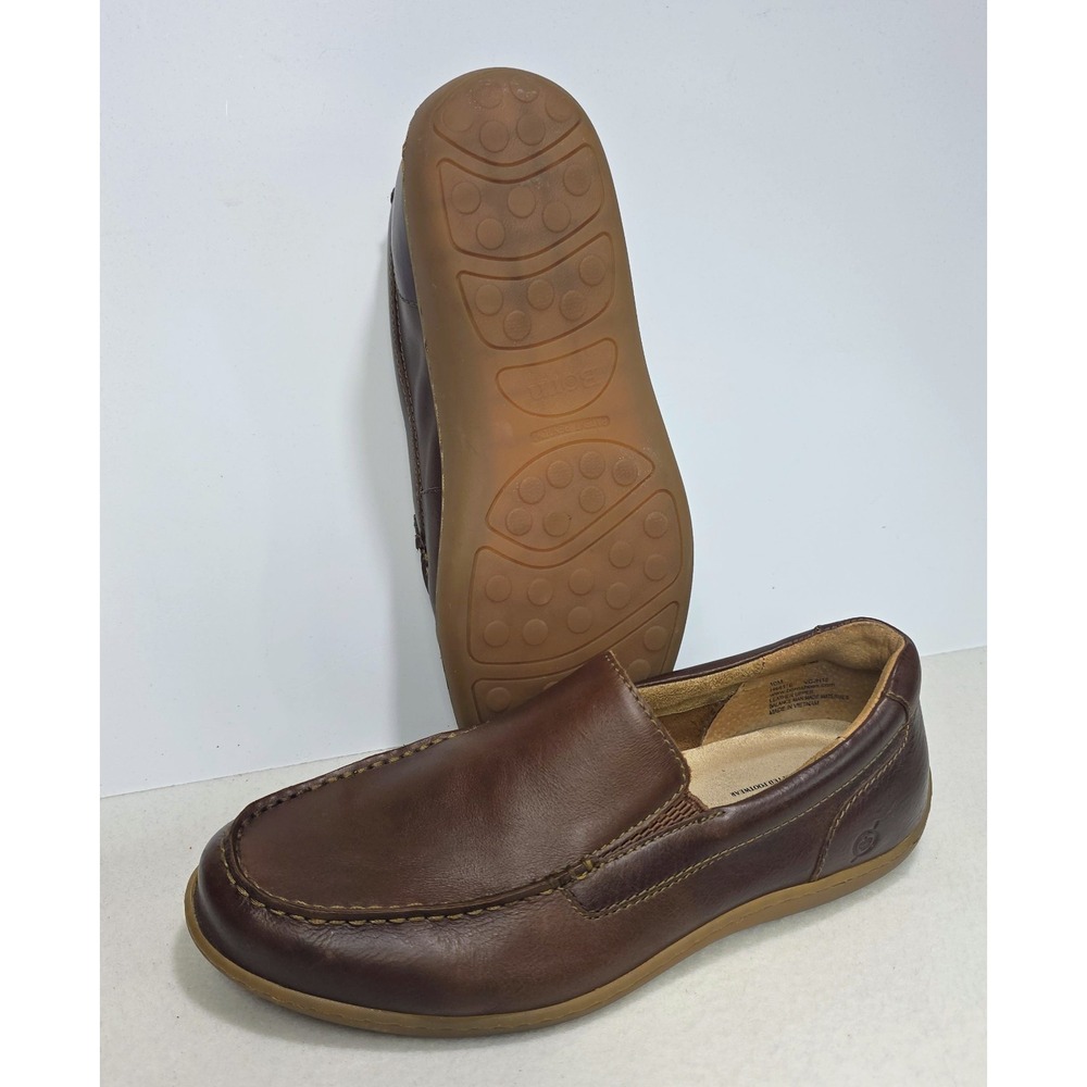 Born Shoes Mens 10 M Brown Leather Slip On Eberhard Loafers LIMITED USE